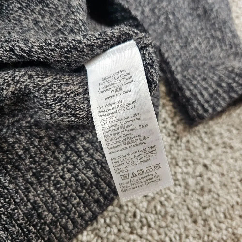 J Crew Sweater Mens XL Gray Lambswool Blend Heathered Raglan Crewneck Pullover